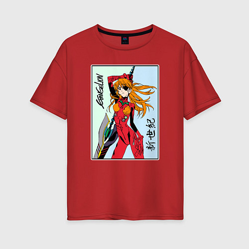 Женская футболка оверсайз Евангелион Evangelion / Красный – фото 1