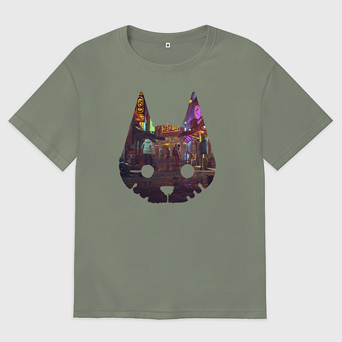 Женская футболка оверсайз Stray: City Cat / Авокадо – фото 1