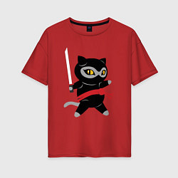Женская футболка оверсайз Ninja Cat