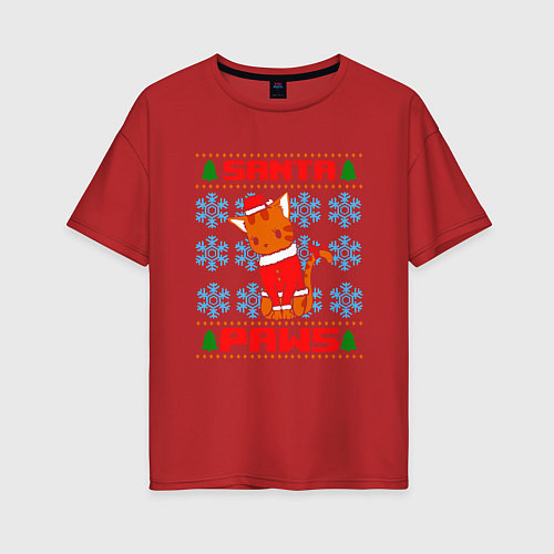 Женская футболка оверсайз Santa Paws / Красный – фото 1