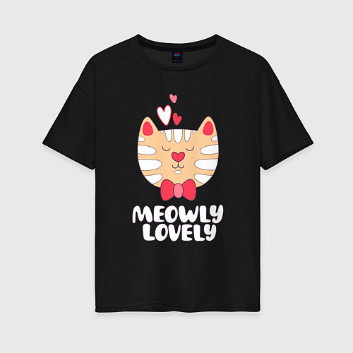 Женская футболка оверсайз Meowly Lovely / Черный – фото 1