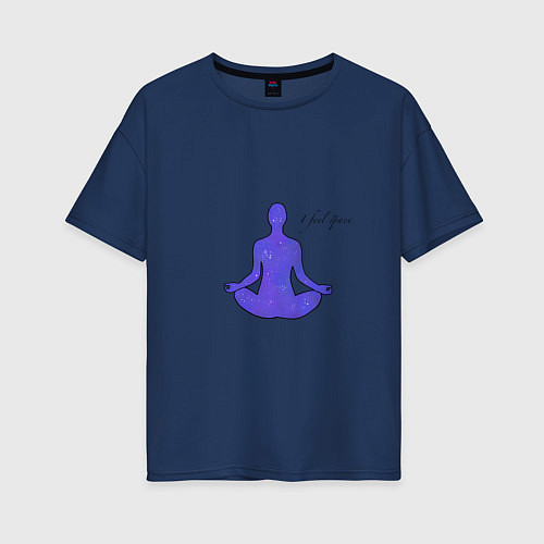 Женская футболка оверсайз Космическая медитация / Тёмно-синий – фото 1