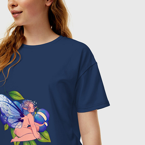 Женская футболка оверсайз Черничная фея / Тёмно-синий – фото 3