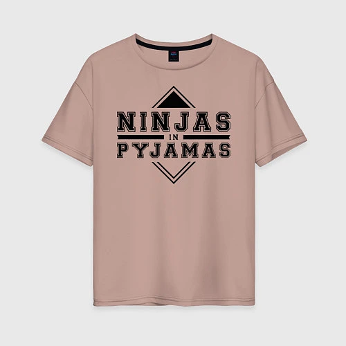 Женская футболка оверсайз Ninjas In Pyjamas / Пыльно-розовый – фото 1