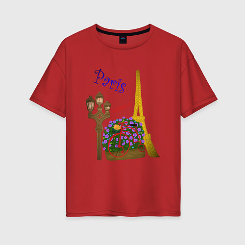 Женская футболка оверсайз Кусочек Парижа / Красный – фото 1
