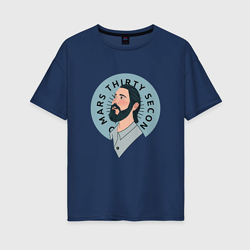 Женская футболка оверсайз Джаред Лето Jared Leto Z / Тёмно-синий – фото 1