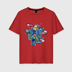 Женская футболка оверсайз Майнкрафт Под водой