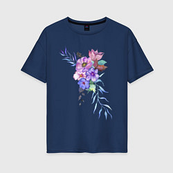 Женская футболка оверсайз Акварель цветы