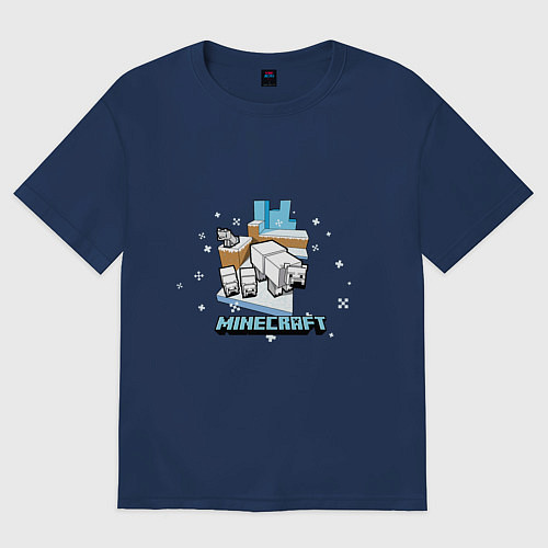 Женская футболка оверсайз Майнкрафт Белые медведи / Тёмно-синий – фото 1