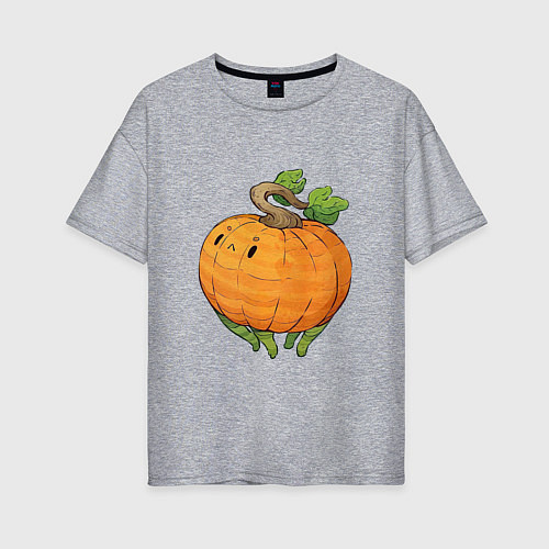Женская футболка оверсайз Недовольная тыква / Меланж – фото 1