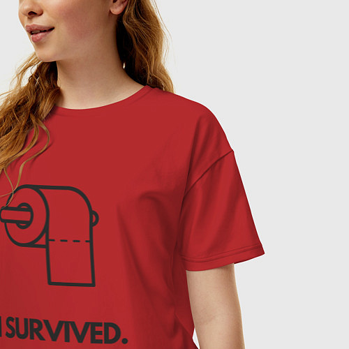 Женская футболка оверсайз Я выжил / Красный – фото 3