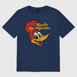 Женская футболка оверсайз Дятел Вуди потертый логотип