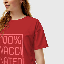 Футболка оверсайз женская 100% вакцинация, цвет: красный — фото 2
