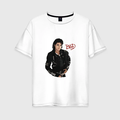 Женская футболка оверсайз BAD Майкл Джексон / Белый – фото 1