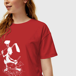 Футболка оверсайз женская Курьер - Заяц, цвет: красный — фото 2