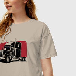 Футболка оверсайз женская Truck red, цвет: миндальный — фото 2