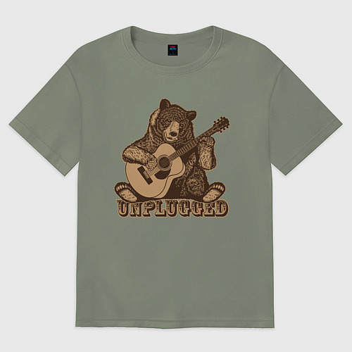 Женская футболка оверсайз Медведь играет на гитаре / Авокадо – фото 1