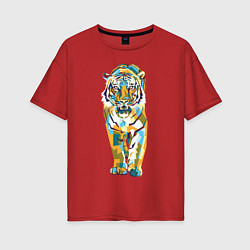 Футболка оверсайз женская Тигр-грация, цвет: красный