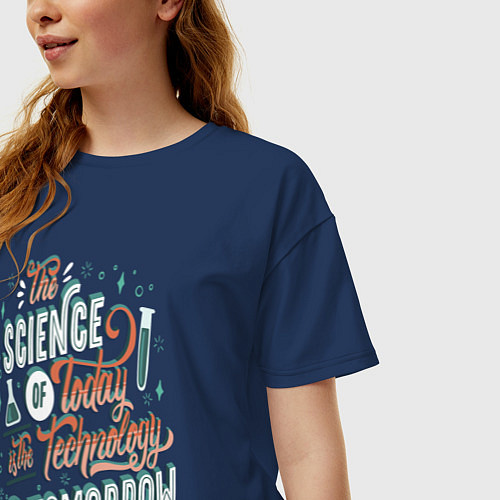 Женская футболка оверсайз Наука сегодня / Тёмно-синий – фото 3
