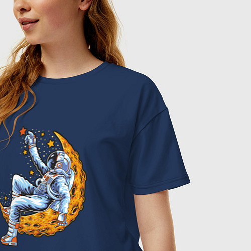 Женская футболка оверсайз Просто космос / Тёмно-синий – фото 3
