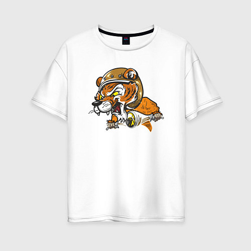 Женская футболка оверсайз Hey, Tiger! / Белый – фото 1