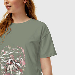 Футболка оверсайз женская Яэ Мико в деле, цвет: авокадо — фото 2