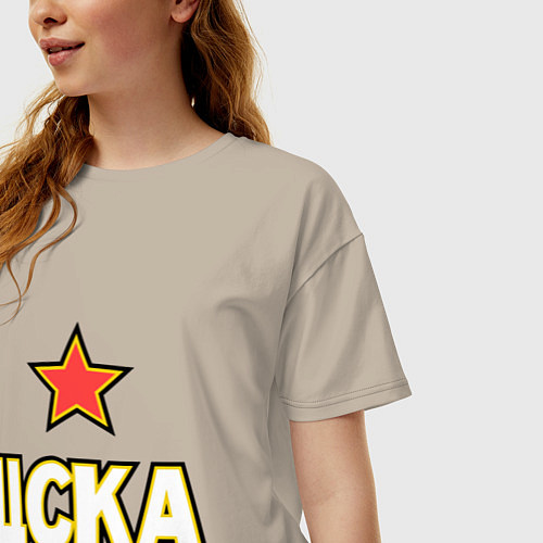 Женская футболка оверсайз ЦСКА / Миндальный – фото 3