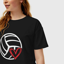 Футболка оверсайз женская Love Volleyball, цвет: черный — фото 2
