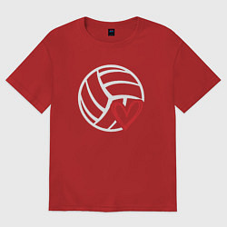 Футболка оверсайз женская Love Volleyball, цвет: красный