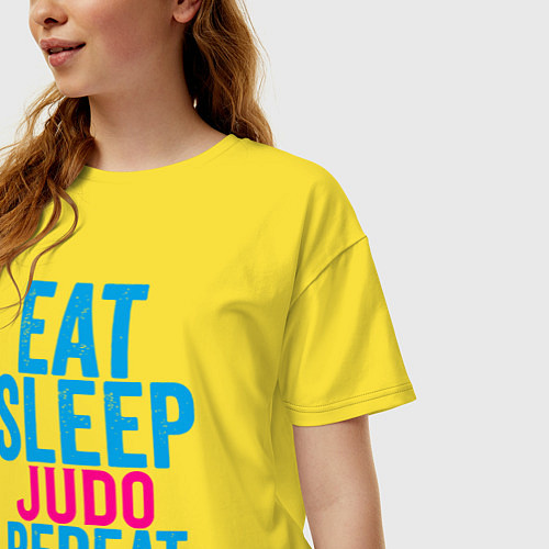 Женская футболка оверсайз Есть, спать, дзюдо / Желтый – фото 3