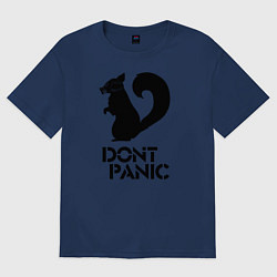 Футболка оверсайз женская Dont panic black, цвет: тёмно-синий