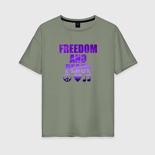 Женская футболка оверсайз Свобода и мир / Авокадо – фото 1