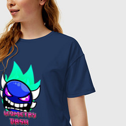 Футболка оверсайз женская Geometry Dash, цвет: тёмно-синий — фото 2