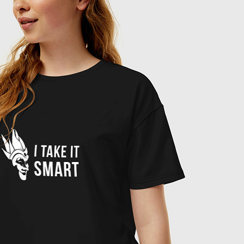 Женская футболка оверсайз I Take It Smart / Черный – фото 3