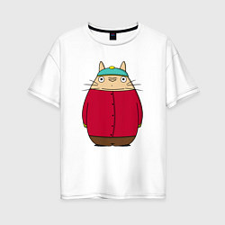 Футболка оверсайз женская Totoro Cartman, цвет: белый
