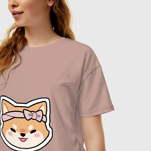 Женская футболка оверсайз Тарумару / Пыльно-розовый – фото 3