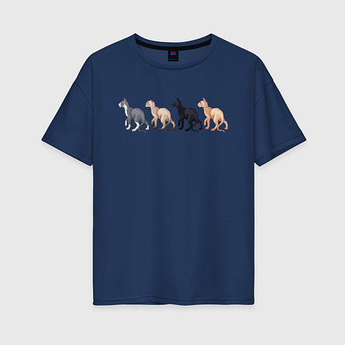 Женская футболка оверсайз Сфинксы / Тёмно-синий – фото 1