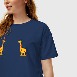 Футболка оверсайз женская Жираф, цвет: тёмно-синий — фото 2