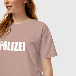 Футболка оверсайз женская POLIZEI Полиция Надпись Белая, цвет: пыльно-розовый — фото 2