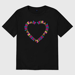 Женская футболка оверсайз Сердце из книг