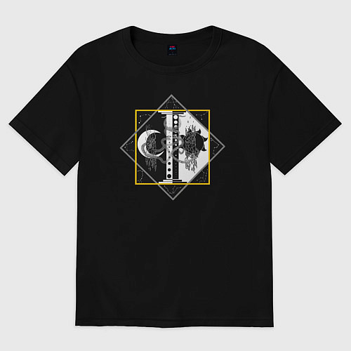 Женская футболка оверсайз Равновесие / Черный – фото 1