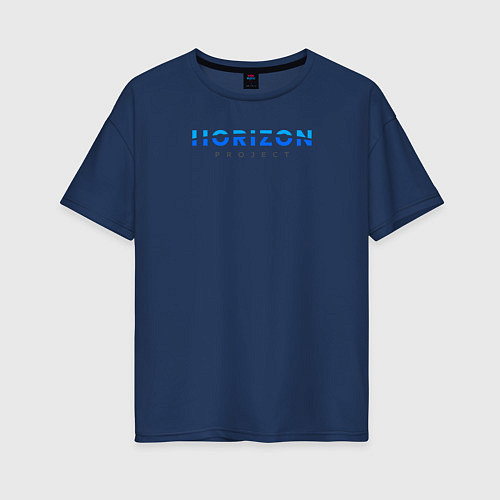 Женская футболка оверсайз Проект Горизонт / Тёмно-синий – фото 1