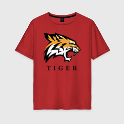 Футболка оверсайз женская Тигр - Tiger, цвет: красный