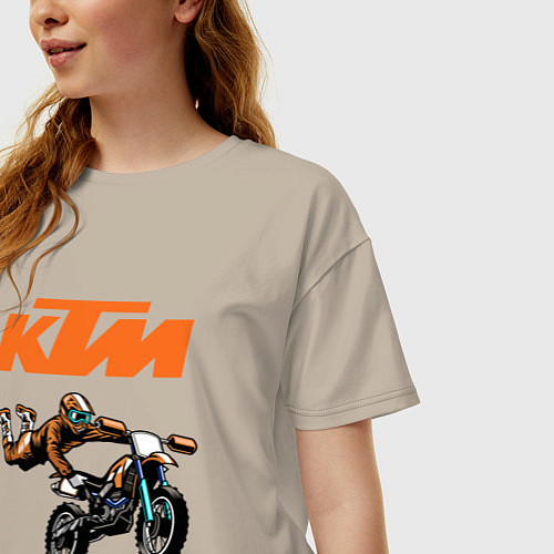 Женская футболка оверсайз KTM МОТОКРОСС Z / Миндальный – фото 3