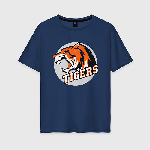 Женская футболка оверсайз Sport Tigers / Тёмно-синий – фото 1