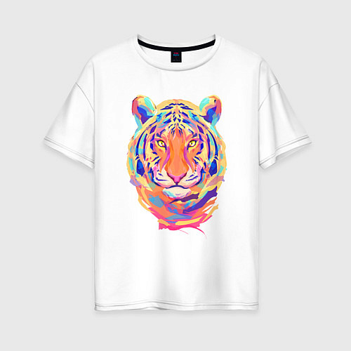 Женская футболка оверсайз Color Tiger / Белый – фото 1