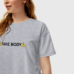 Футболка оверсайз женская ! FAKE BODY ! мем тикток, цвет: меланж — фото 2
