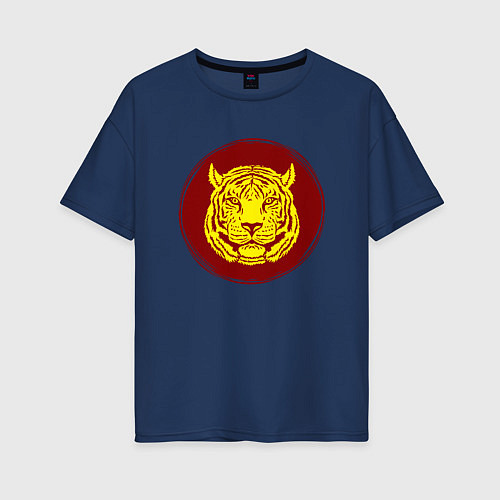 Женская футболка оверсайз Тигр - Япония / Тёмно-синий – фото 1