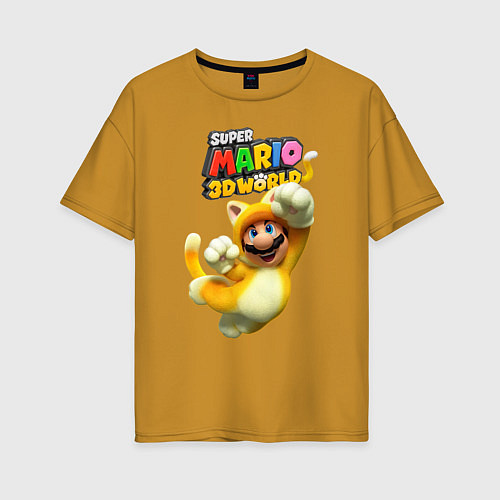 Женская футболка оверсайз Super Mario 3D world animals / Горчичный – фото 1