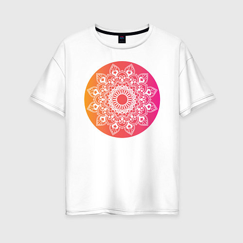 Женская футболка оверсайз Мандала в круге / Белый – фото 1